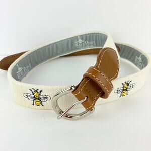Reel Point Shelter Island Ladies Small Woven Cotton Belt with Bumble Bees